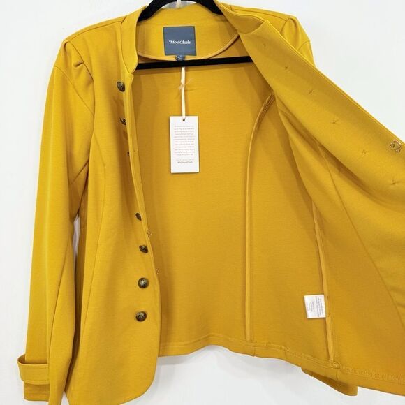 ModCloth Deep Yellow Double Metallic Button Row Military Style Blazer Jacket - Picture 6 of 16